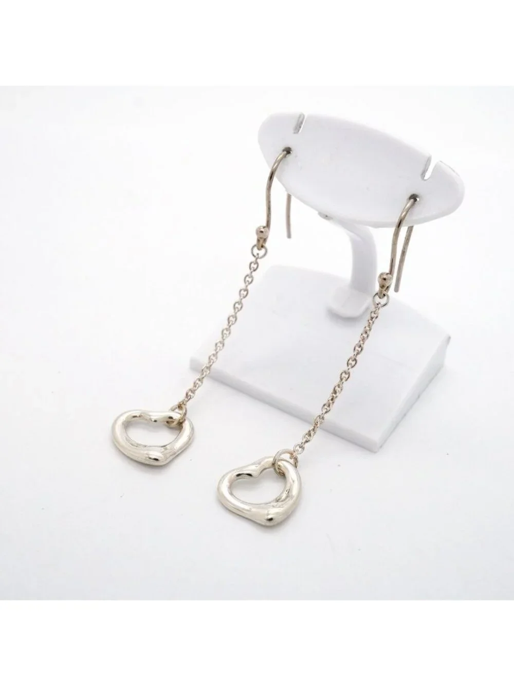 Tiffany & Co Earrings Open Heart Drop 925 Sterling Silver